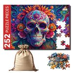 Playhills Mexican Festival Day of The Dead, Abstract Design Wooden Jigsaw Puzzle (252 Pieces) for Children and Adults 8+ Years| Perfect Puzzle for Party and Family Activity Games