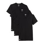 Lacoste Essentials 3 Pack 100% Cotton Regular Fit V-Neck T-Shirts, Black, X-Small