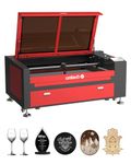 OMTech 100W CO2 Laser Cutter, 600x1000mm Laser Engraver, Industrial Laser Engraving Cutting Machine w Ruida Controller Autofocus Autolift 2 Way Pass Air Assist Wheels(Without Forklift Unloading)