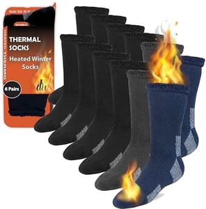 Debra Weitzner Thermal Socks for Men Women: 6 Pairs Crew Winter Thick Boot Socks in Assorted Colors & Sizes 9-13