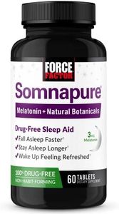 Force Factor Somnapure Drug-Free Sleep Aid for Adults for Occasional Sleeplessness with Melatonin & Valerian, Non-Habit-Forming Sleeping Pills, Fall Asleep Faster, Wake Up Refreshed, 60 Tablets