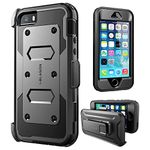 i-Blason Armorbox Case Designed for iPhone 5/5s/SE, Built-in Screen Protector Full Body Heavy Duty Protection Holster Bumper Case for Apple iPhone SE/iPhone 5S/5 (Black)