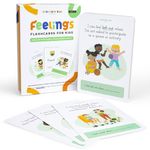 Conscious Kids Academy Emotion Cards for Kids - Expression Cards for Toddler to Learn and Communicate Their Emotions - Feeling in a Flash Card, Great Tool for ADHD, Autism, and Therapy | 50 Cards + 4