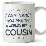 MUGFFINS Personalised Mug for Cousin - in English - World's Best - Funny Custom Gift - Ceramic 11oz Mug