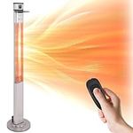 SereneLife Infrared Patio Heater, Electric Patio Heater for Indoor/Outdoor Use, Portable Table Heater with Remote Control, 1500 W, for Restaurant, Patio, Backyard, Garage, Decks (Silver)