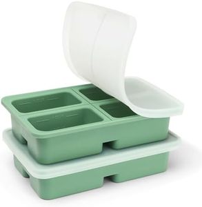 haakaa Sturdy Silicone Freezer Tray with Lid – Soup & Meal Prep Tray, 1 Cup Portion Cubes for Food Storage, Leak-Proof BPA-Free Mold, Easy Release, 2 Pack