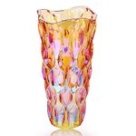 Eastern Rock Flower Glass Vase Thick 3.5lb 9.5inch Sparkle vase Bohemian Style, for Centerpieces,Kitchen,Office, Living Room,Wedding,Gifts, Perfect Home Decor Glass Vase (Sparkle Amber)