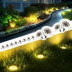 PATIOWIN Solar Ground Lights, 12 Pack Solar Pathway Lights Outdoor Waterproof, Solar Garden Lights Landscape Lighting for Patio, Yard, Driveway, Walkway (Warm White)