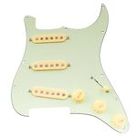 Musiclily Pro SSS Pre-wired Loaded Strat Pickguard with Artec Staggered Alnico 5 Single Coil Pickups Set for Squier Strat Style Electric Guitar, 3ply Mint Green