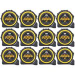 TOUGH MASTER Pocket Tape Measures Metric/Imperial 8M/26ft Anti-Impact 25mm Wide Pack of 12