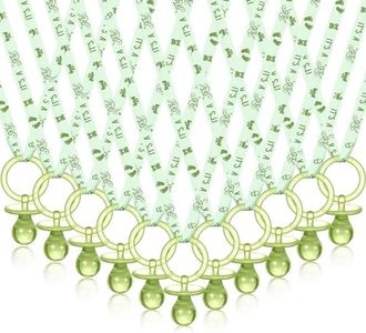 Junkin 60 Pieces Baby Shower Pacifiers Necklace Acrylic Baby Pacifiers Party Favors Pacifiers Charm Pacifiers Necklace for Girls Boys Baby Shower Party Decorations, Girl Style (Green)