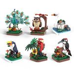 MEIEST Mini Animals Building Blocks Set,Simulation Bird Collection Construction Building Bricks Toy,Cute Home Decors (6 in 1)