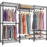 VIPEK V5 Portable Closet Wardrobe Heavy Duty Clothes Rack, Freestanding Clothing Rack with 4 Hang Rods & 8 Shelves, Adjustable Closet Rack, 68.9" L x 15.7" W x 76.4" H, Max Load 890LBS, Black