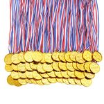 flintronic Gold Winner Medals, 52Pcs Kids Gold Plastic Winner Medals, Medals for Children, with Neck Ribbons, Party Favours for Kids for School Sport Day Party Game (52Pcs)