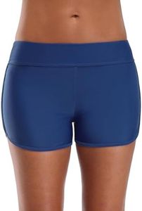 SOCIALA Women's Board Shorts High Waisted Swim Shorts Sporty Swim Bottom Boyshorts Bathing Shorts Blue 2XL