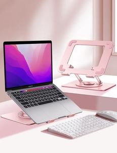Vaydeer Adjustable Laptop Stand with 360° Free Rotation Base and Foldable Design Ergonomic Laptop Riser Fits for MacBook, Dell, HP and More 10-15.6” Laptops (Pink)