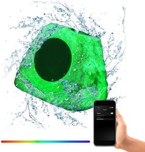 Gemini Sound GHRK-500LTMS: Portable Solar-Powered Bluetooth Rock Speaker with Multi-Link, Weather-Resistant Design for Outdoor Entertainment, Wireless Connectivity, and Ambient LED Lighting