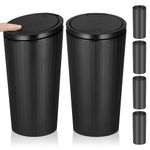 Yimomoyi 2 Packs Car Trash Can Bin with Lid, Bin for Car, Mini Car Bin, Car Bin Cup Holder, Universal Leakproof Vehicle Garbage Can Bin with 4 Roll Trash Bags for Automotive Office Home Kitchen