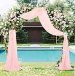 ShinyBeauty Peach Wedding Arch Drapes 2 Panels 2.4ftx20ft Chiffon Fabric Drapery Wedding Arches for Ceremony Sheer Backdrop Drapes for Arbor Ceiling Wedding Decoration (2.4FTx20FTx2pcs, Peach)