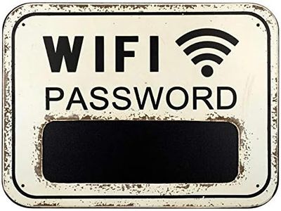 Excello Global Products WiFi Password Sign Made from Distressed Weathered Surface Wood. Includes a Mini Chalkboard to Display WiFi Password (White)
