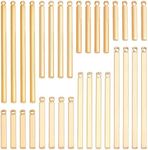 SUNNYCLUE 1 Box 32Pcs 8 Styles Bar Charms Real 18K Gold Plated Brass Vertical Bar Pendant Stamping Blank Metal charms for jewellry Making Charms Stick Strip Earring Necklace Bracelet Supplies Adult