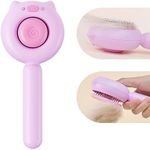 OurMiao Piggy-Pink Hair Brush, Self Cleaning, Pet Grooming Brush for Shedding, Suitable for Short and Long Haired Cats Dogs and Other Fur Babies, Ergonomic Handle, Ideal Size (5.5 inches)