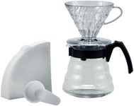 Hario Set with Dripper, Glass Server, Scoop and Filters, Size 02, Craft Coffee Maker - Black