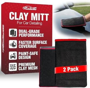 PuddleMe Clay Mitt for Car Detailing (2 Pack) – Medium & Mesh Grade Synthetic Clay Mitts, Clay Bar Mitt Alternative, Car Clay Mitt for Auto Detailing, Paint, Glass & Wheels