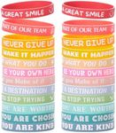 DDLP 24pcs Motivational Rubber Bracelets Silicone Wristbands Inspirational Quotes Positive Saying Bracelets Bulk Back to School Gifts for Students (Pastel)