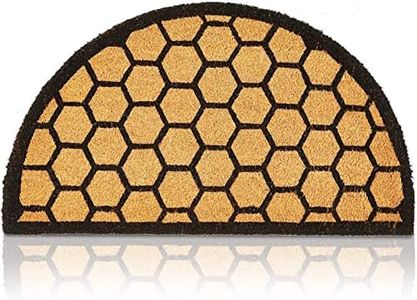Juvale Honeycomb Half Circle Mat, Natural Coir Bee Welcome Mat, Nonslip for Indoor and Outdoor Entrance (17 x 30 in)