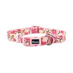 Olahibi Basic Dog Collar, Lily Floral Pattern, Soft and Durable Polyester Material, Adjustable Length for Medium Dogs.(Medium, Pink Lily)