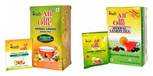 All In One Combo of Lemon Tea(Sulphurless sugar-25 Pouch) + Green Tea with Stevia (Sugarless-25 Tea Bags)