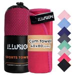 illusion Small Microfibre Gym Towel for Active Sports (40x80cm) - Lightweight Quick Dry Towel - Ideal for Cardio, Cycling, Strength Training, Yoga, and Running, Perfect for Athletes Training Outdoors