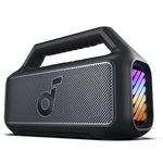 soundcore Boom 2 Outdoor Speaker, 80W, Subwoofer, BassUp 2.0, 24H Playtime, IPX7 Waterproof, Floatable, RGB Lights, USB-C, Custom EQ, Bluetooth 5.3, Portable, Camping, Beach, and Backyard-Black