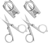 Folding Scissors (Pack of 2) - Small - Stainless Steel - Travel Pocket - Foldable Scissors - Beard Trimming - Key Chain