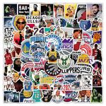 100 PCS Basketball Team Logo with Basketball Star Stickers, Vinyl Sports Stickers, Gifts Basketball Star Party Supplies Fans Teenagers Skateboard Guitar Stickers(NBA)