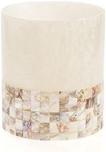 Milano Small Bathroom Trash Can - Decorative Bathroom Wastebasket with Beautiful Mother of Pearl Shells; Modern Round Waste Basket for Bathroom, Bedroom Or Living Room (Milano Collection)