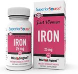 Superior Source Just Women - Iron 25 mg, (Ferrous Fumarate), Under The Tongue Quick Dissolve MicroLingual Tablets, 90 Count, Easily Absorbed, Assists Red Blood Cell Formation, Non-GMO