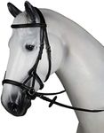 HORZE Denver Soft Leather English Side Pull Bitless Bridle for Horses | Web Reins Included - Black - Warmblood