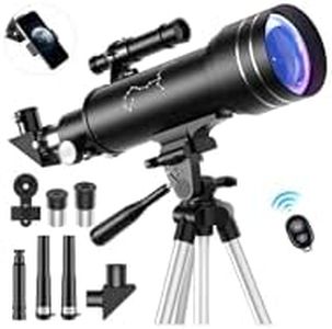 Astronomy Telescope for Kids Beginner, 70MM Aperture 400MM FMC w Adjust Tripod 2 Eyepieces 1.5/3X Magnifier 200X Pro Portable Telescope w Moon Filter, Phone Holder, Bluetooth Photo Taking for Outdoor