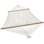 Sunnydaze Cotton Rope Double Hammock with Spreader Bars - 450 Pound Capacity - Cream