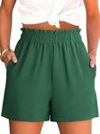 ANRABESS Shorts for Women Summer Casual Elastic High Waisted Dressy Lounge Shorts Comfy Bottoms 2026 Beach Vacation Clothes Forest Green Medium