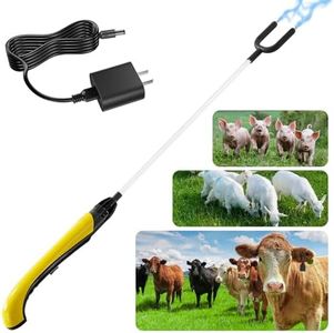 Cattle Prod, Upgraded Waterproof Cattle Prod Stick for Cattle, Pigs, Sheep - Electric Livestock Herding Tool with Stable Safe Voltage, Stormproof Design and Long-Lasting Battery