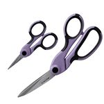 SINGER ProSeries 8.5" Fabric Scissors and 4.5" Craft Detail Scissors Set, Lilac Purple, Set of 2 Sewing Scissors