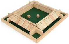 Toyrific 4 Player Shut The Box Game, Wooden Table Dice Classic Kids Family Travel Game