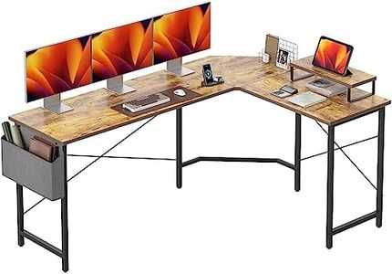 CubiCubi L Shaped Gaming Desk, 66.9 inch Computer Corner Desk with Monitor Shelf for Home Office Study Writing Workstation, Rustic Brown