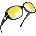 Joopin Night Vision Glasses for Driving, Fashion Oversized Frame Anti Glare Night Driving Glasses for Women (Yellow Lens)