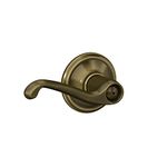 Schlage Lock Company F40FLA609 Flair F40 Flat Wave Reversible Door Lever Lockset, Solid, Antique Brass