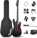 TOSTAR 39 Inch Full Size Electric Guitar Kit, Solid Wooden Body Electric Guitar Beginner Kits with Amp, Tuner, Capo, Wooden Guitar Stand, 6 String Set, 4 Guitar Picks, Cable, Strap, 600D Bag