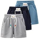 HSTiSan Kids Shorts Sports Running Summer Short Set Lightweight Active Boy 3 Pcs Gray Navy Blue 2-3Years